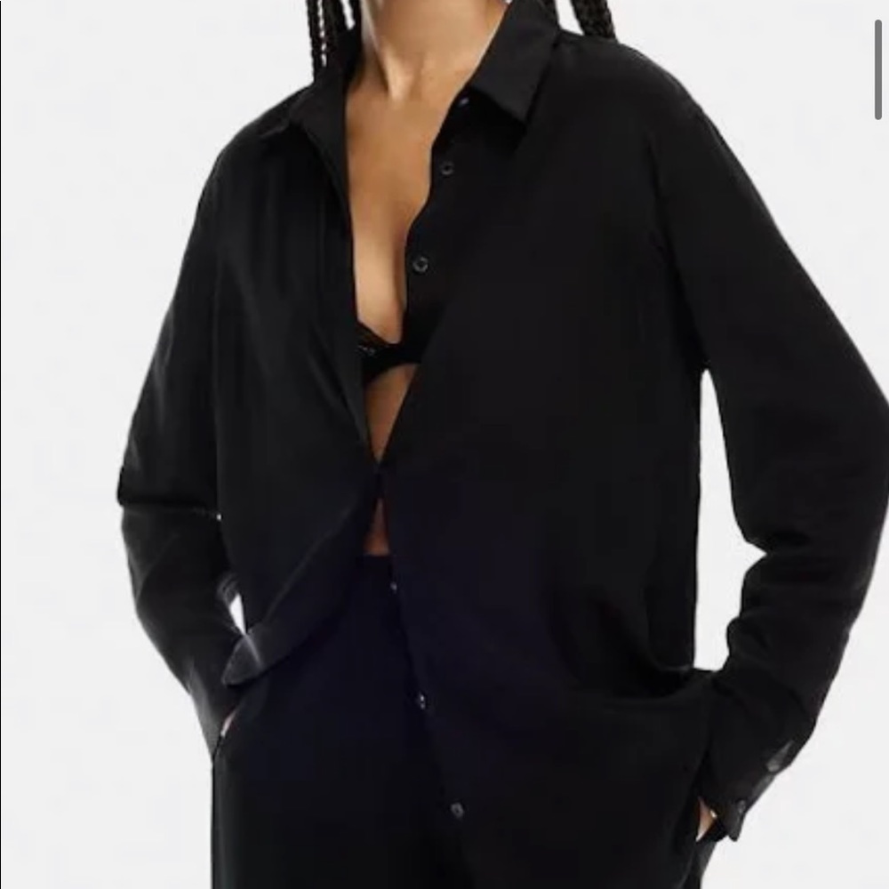 Aritzia Academy Silk Blouse in Black